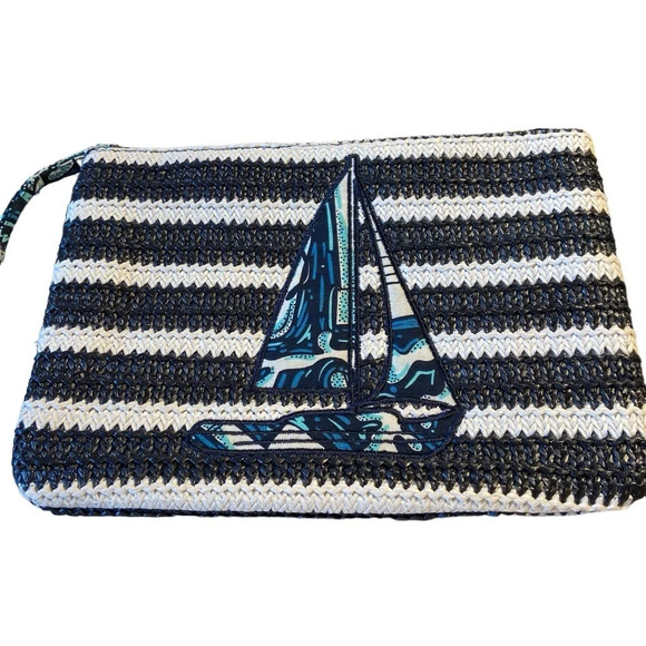 Vera Bradley Nautical Striped wristlet with Sailboat Design - Picture 1 of 7